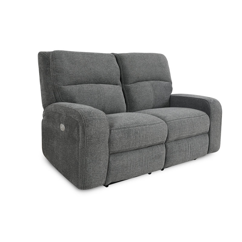 Ethan 63" Square Arm Power Reclining Loveseat, Bizmark Grey