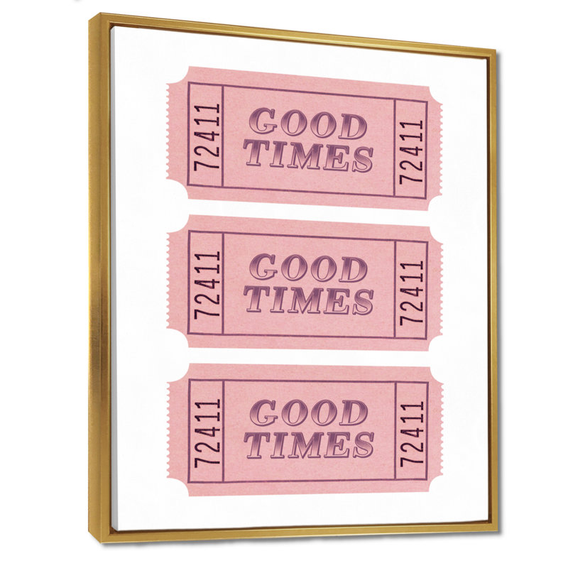 Good Times billets - art mural moderne, H 44 po x l 34 po, Cadre flottant doré