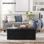 43 Inches Folding Storage Ottoman Bench With Flipping Lid, Storage Chest Footrest Padded Seat With Iron Frame Support, Black
