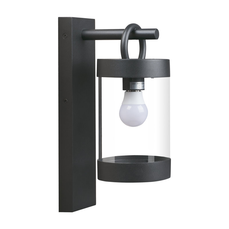 Emari Wall Light Outdoor Lantern with Dusk to Dawn Sensor E26 Bulb (Not Include) Wall Mount Hang Lamp, Black