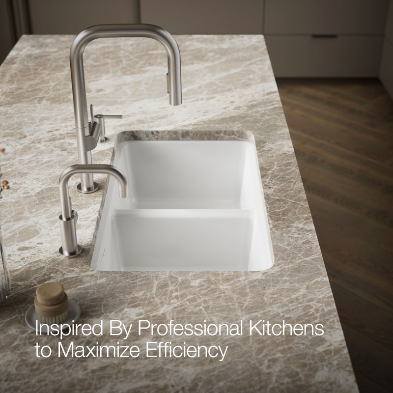 Riverby® 33" undermount double-bowl workstation kitchen sink, White