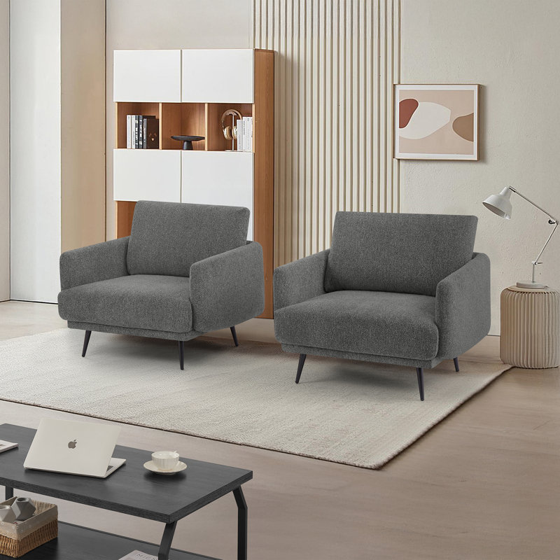 Lanaijah 37.5'' Oversized Armchair Accent Chair Single Seat Sofa for living room, Dark Gray Chenille