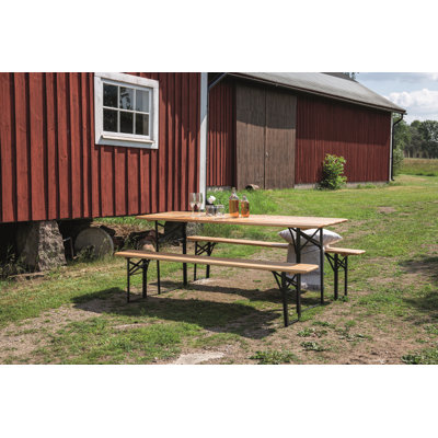 Haneul 6 - Person Fir Rectangular Solid Wood Patio Dining Set