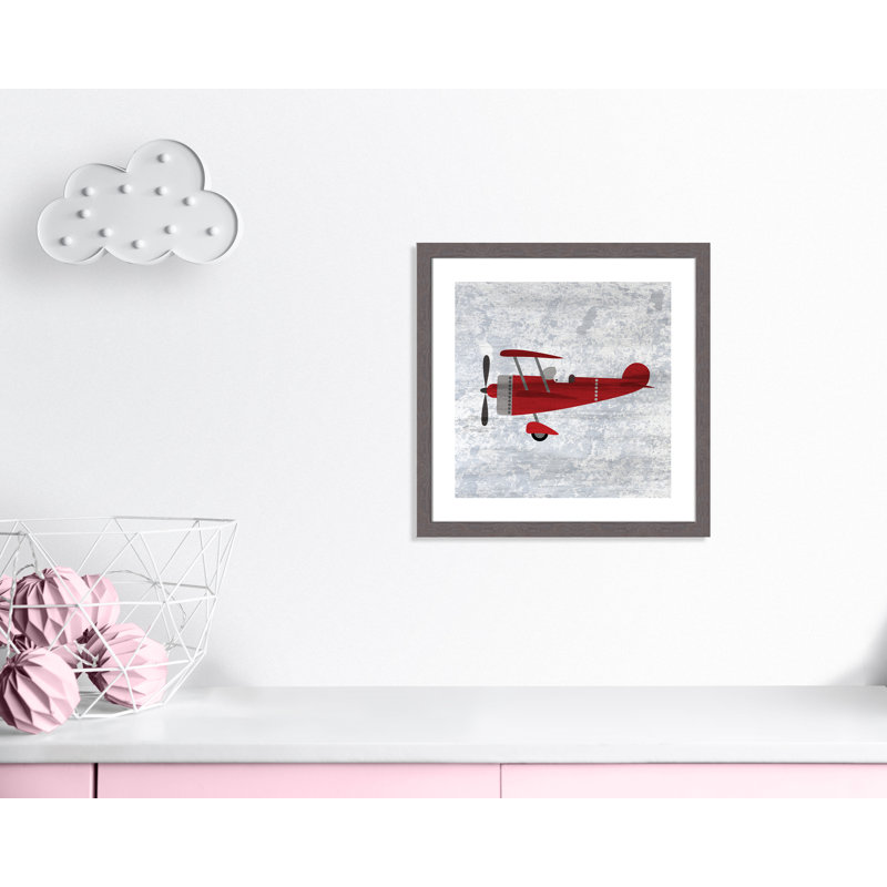Impression sur papier rouge 2, H 22,5 po x l 22,5 po x P 0,6 po, Encadré plat à grain de bois gris