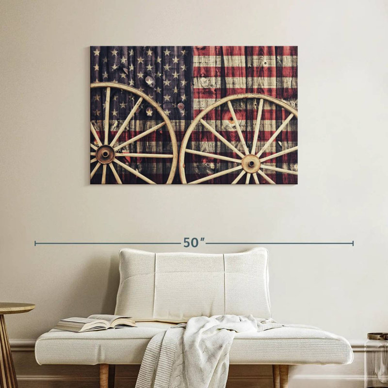 Borges Wagon Wheels American Flag, 26" H x 39" W