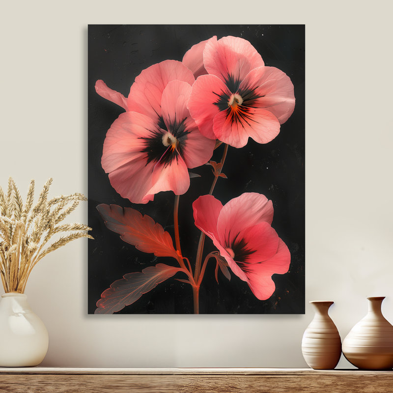 Runge - Pansies Wall Art Living Room, H 30 po x l 40 po, Sans cadre