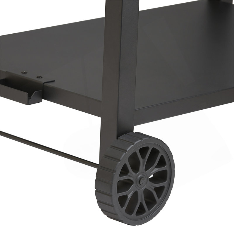 Chariot de barbecue portatif en acier inoxydable avec rangement à double tablette