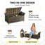 27 Gallon Patio Wicker Storage Bench, PE Rattan Outdoor Storage Box with Cushion and Handles, Brown+White