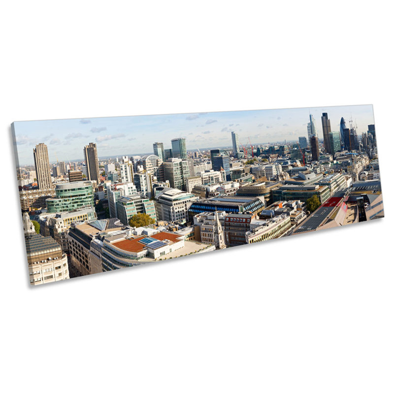 London Skyline Cityscape - Wrapped Canvas Panoramic Print, 30.48cm H x 91.44cm W x 2cm D