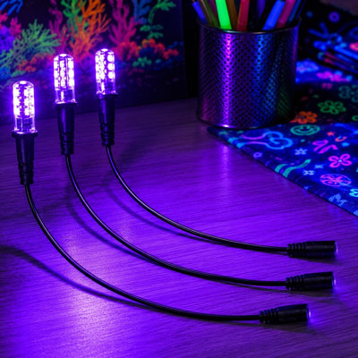 12-Volt LED Blacklight Bulbs with Cable Sockets