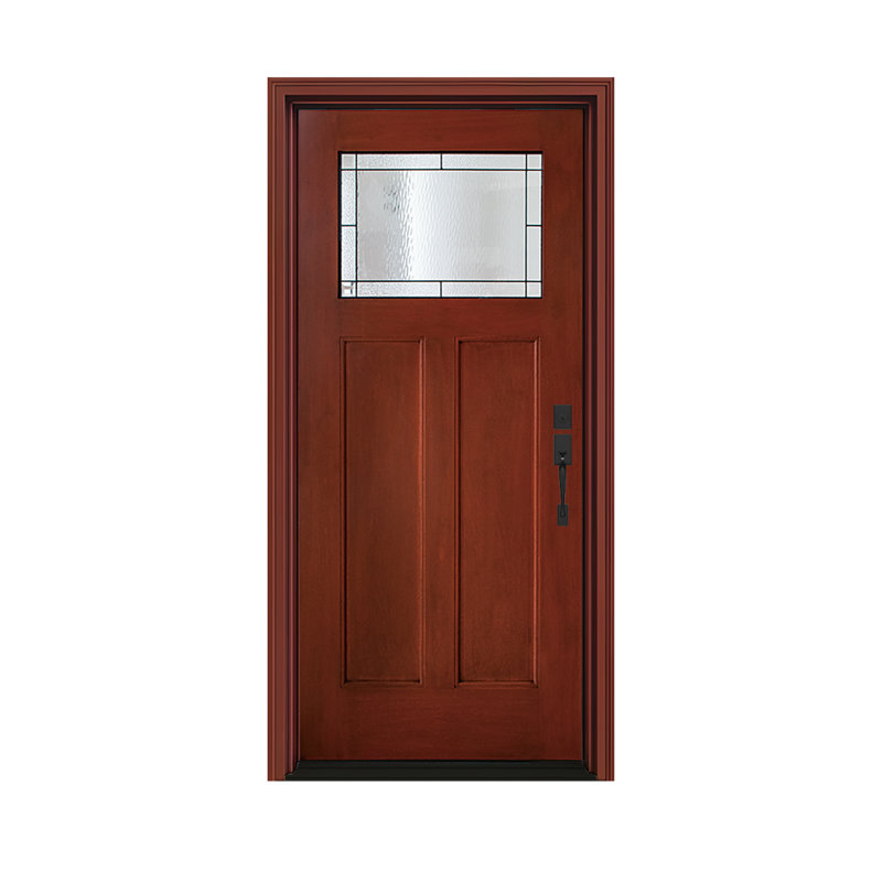 Porte extérieure en fibre de verre avec moulure de brique et de vinyle, porte d'entrée démontable, grain d'acajou teint et design artisanal