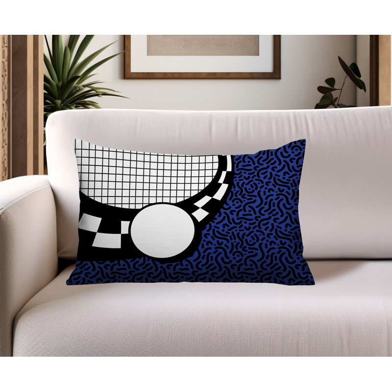Coussin lombaire réversible Dotrix, Rectangle H 14 po x l 20 po, Bleu marine