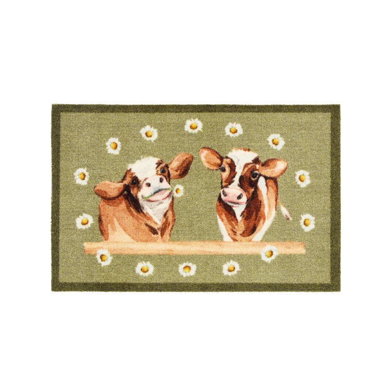 Non-Slip Daisy Cow Indoor Doormat, 50cm W x 75cm L