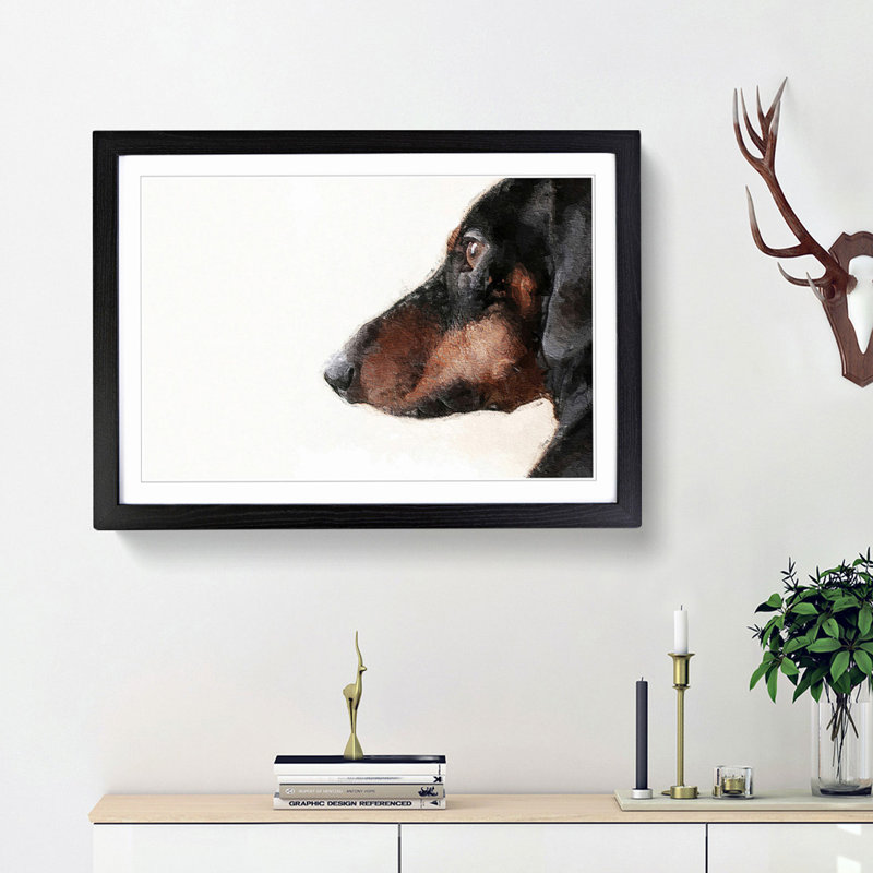 Dachshund Dog - Picture Frame Painting Print, 48cm H x 65cm W x 2cm D, Black Framed
