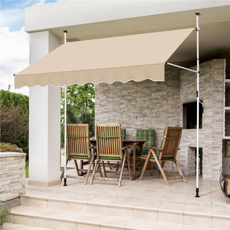 Retractable Patio Awning, 300cm H x 250cm W x 120cm D, Beige