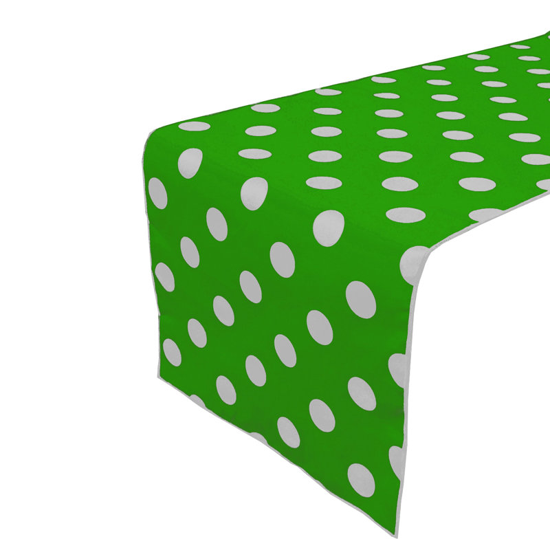 Polka Dots Print Table Runner, 120" L x 12" W, White/Green