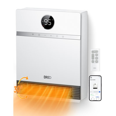 Dreo Wall Heater For Bathroom, 1500w Electric Space Heater With Alci Plug, Ip24, 30° Oscillation, Adjustable Thermostat, Remote Control, Works With Alexa, 24h Timer, Easy-mounted Heater For Bedroom