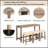 4-Piece Bar Table Set With Power Outlet, Dining Bar Table And Chairs Set,Bar Table Set With 3 Padded Stools For Living Room, Dining Room, Game Room-1502143985