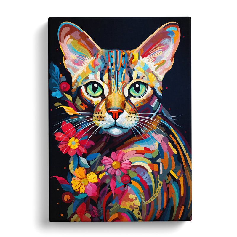 Bengal Cat Orphism Art - Wrapped Canvas, 76cm H x 50cm W x 3cm D