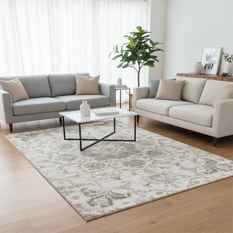 Rug Branch Cadence 4'X6' (Exact Size: 3'11" X 5'7") Vintage Indoor Area Rug, Cream Grey, South-Western - Living Room, Bedroom, Dining Room, And Kitchen