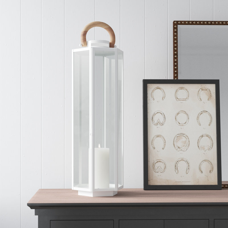 Floor Lantern, 29" H x 8" W x 9" D, Stainless Steel/Silver