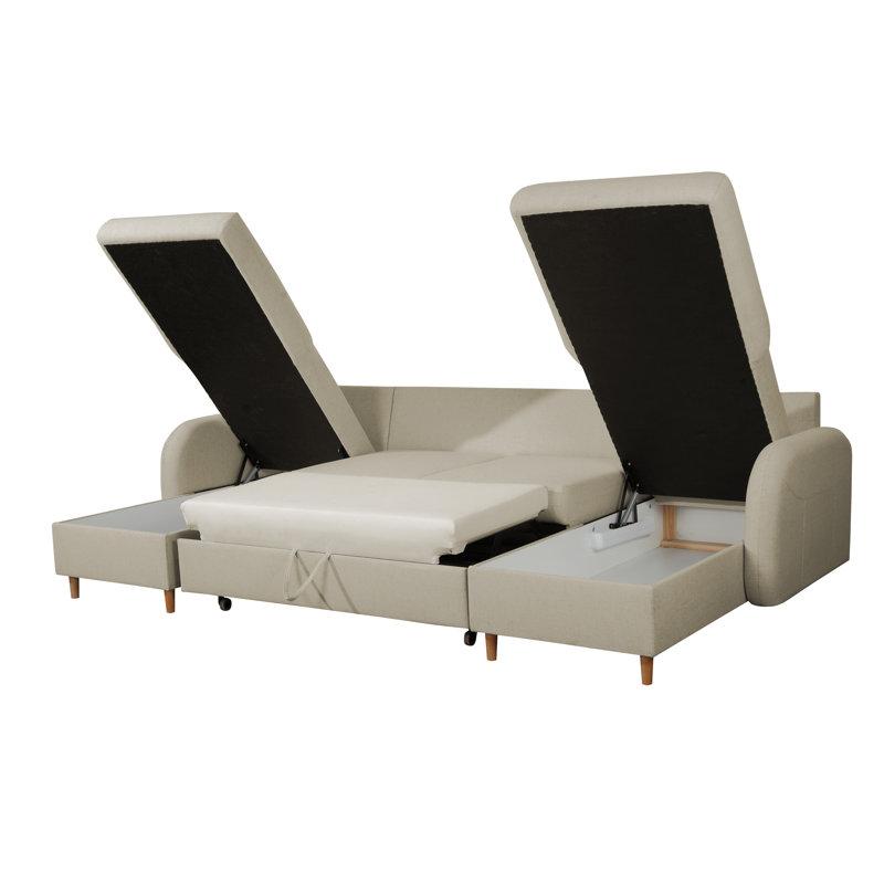 Symmetrical Sleeper Large Corner Sofa, Beige