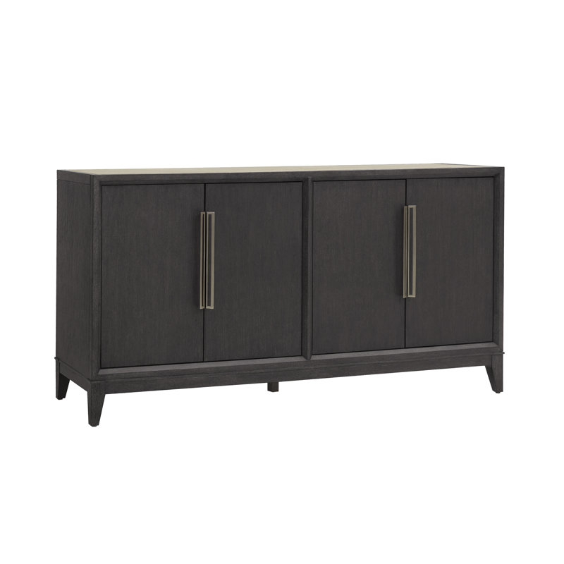 Molasses Ash Wood Stone-Top 4-Door Buffet