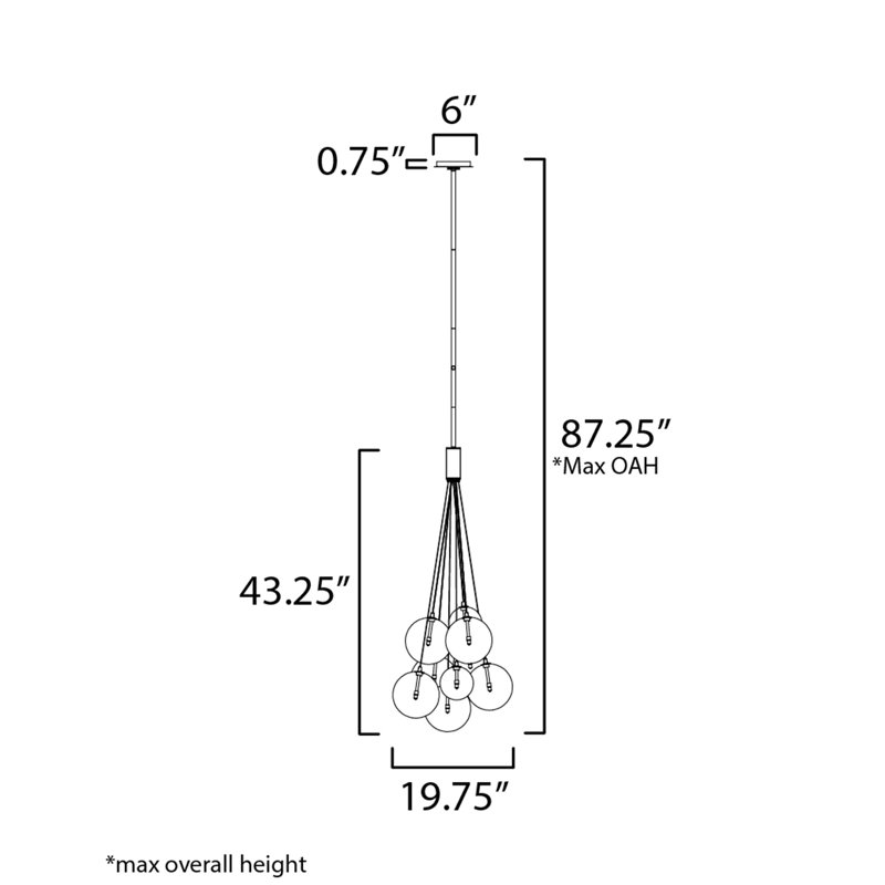Alhowra 9 - Light Cluster Pendant, Clear, Matte Black