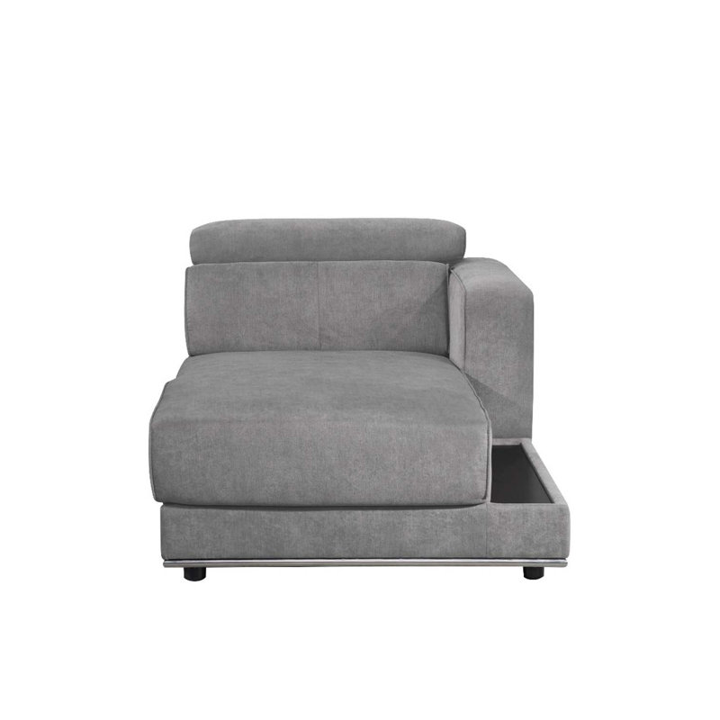 Alwin - Chaise modulaire droite, tissu gris foncé