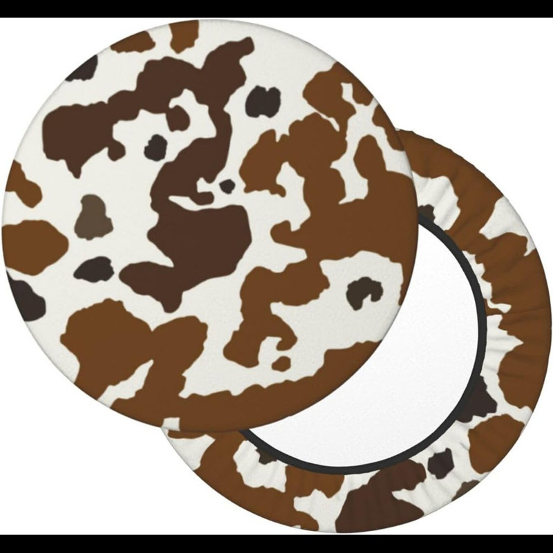 Housse pour tabouret de bar noir et brun à motif de vache 14 po