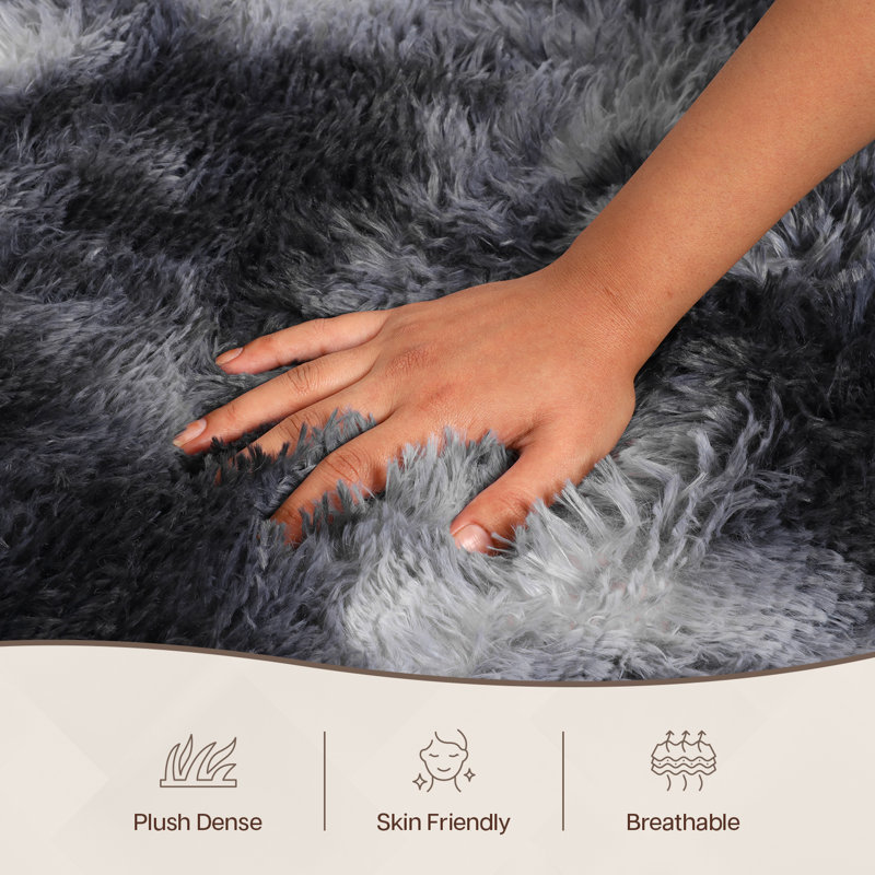Aspire Homeware Grey Shaggy Area Rug Soft Modern Indoor Carpet, Rectangle 160cm Width X 230cm Length
