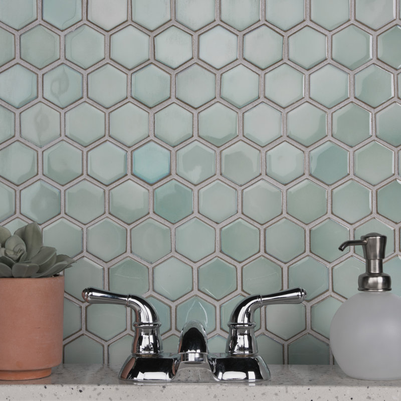 Carreau de mosaïque en porcelaine Merola, Vert menthe