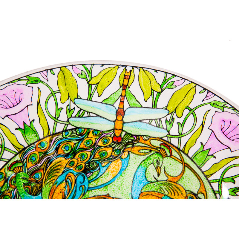 Bain d'oiseaux en verre Lahziri, Rose / Vert, l 10 po x P 10 po