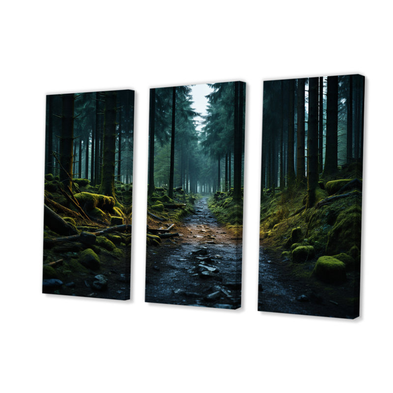 Emerald Path To The Forest, reproduction sur toile 3 pièces, H 32 po x l 48 po x P 1 po