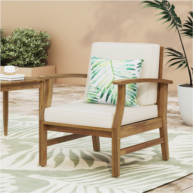 CHAISE CLUB PERLA, Brun, Tissu crème