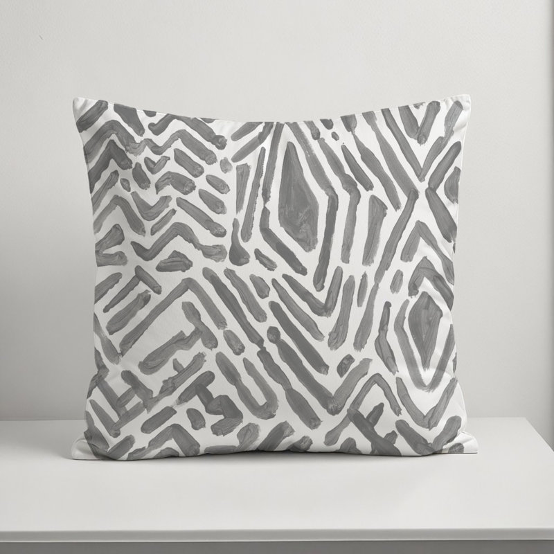 Abstract Outdoor Reversible Throw Pillow, 18" H x 18" W, Gray