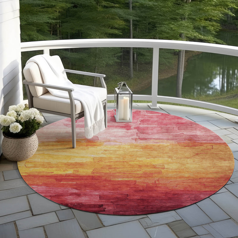 Tapis lavable intérieur / extérieur rose Lethrae , 2'3" x 7'6"