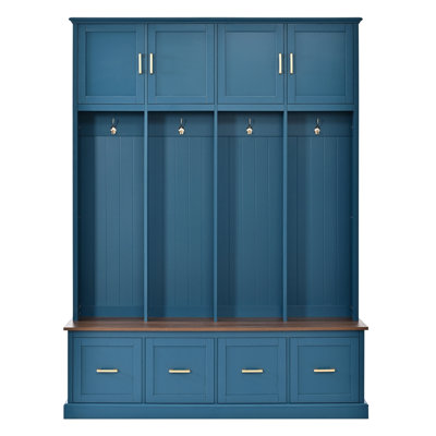 Farmhouse Entryway Hall Tree with Coat Hooks Cabinets and Drawers