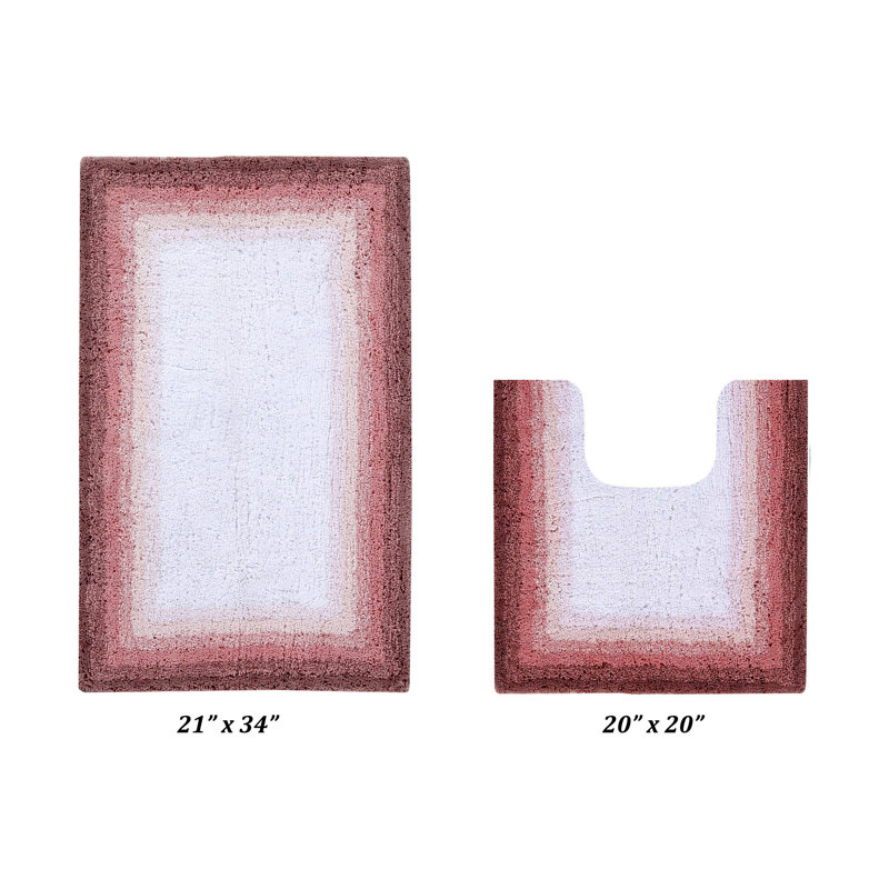 Ensemble de tapis pour salle de bain 100% coton 1615 g / m² Torrent, 2 pièces (20 po x 20 po | 21 po x 34 po), Rose
