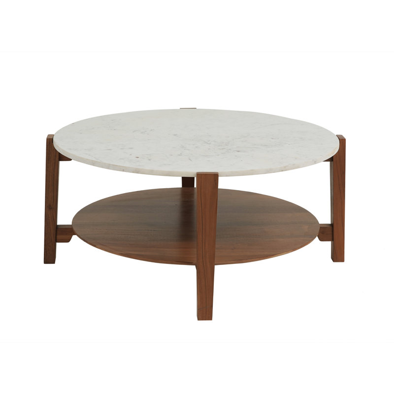 Rozalyn Marble Top Coffee Table, White Marble