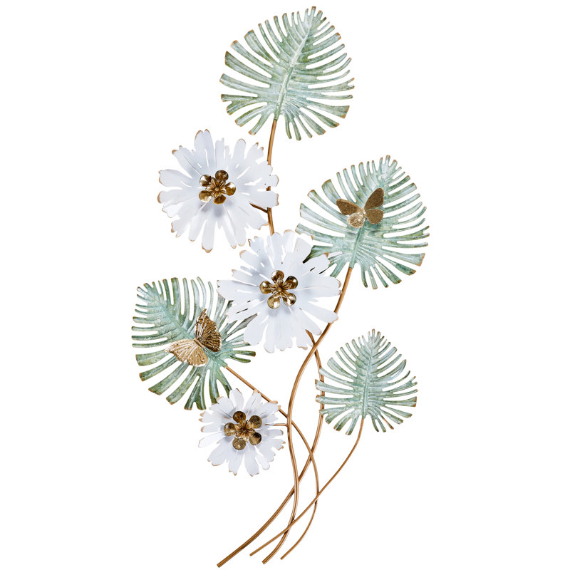 Bouquet d'art mural en métal - décor floral 3D