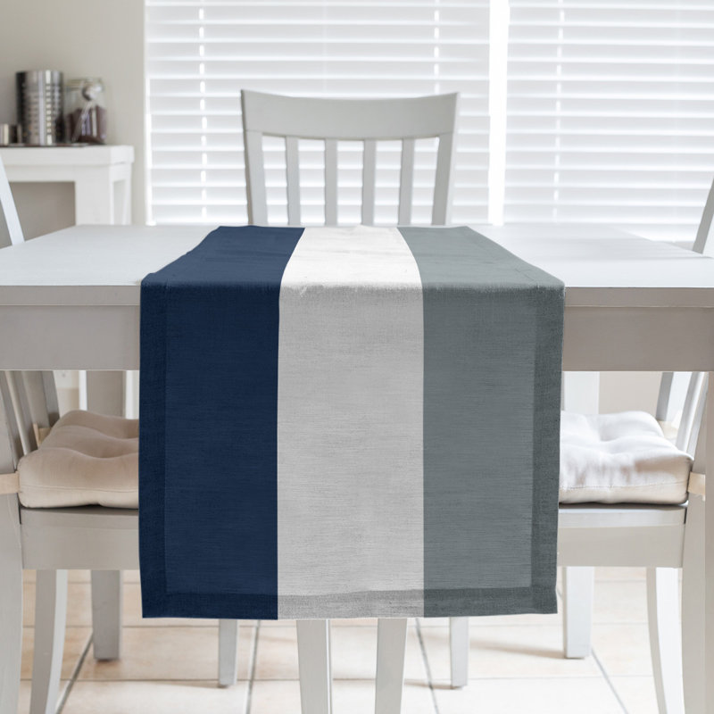 New Orleans Football Stripes Table Runner, 72" x 16", Polyester, Dallas Football Stripes Navy/Off White