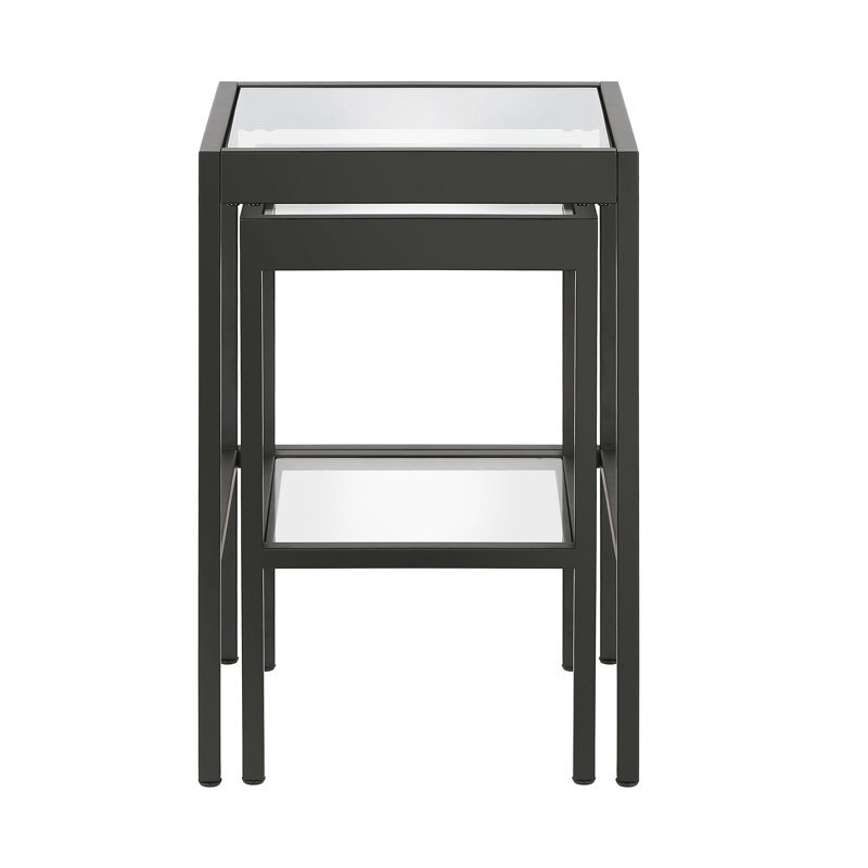Alexis Glass Top Nesting Tables, Black