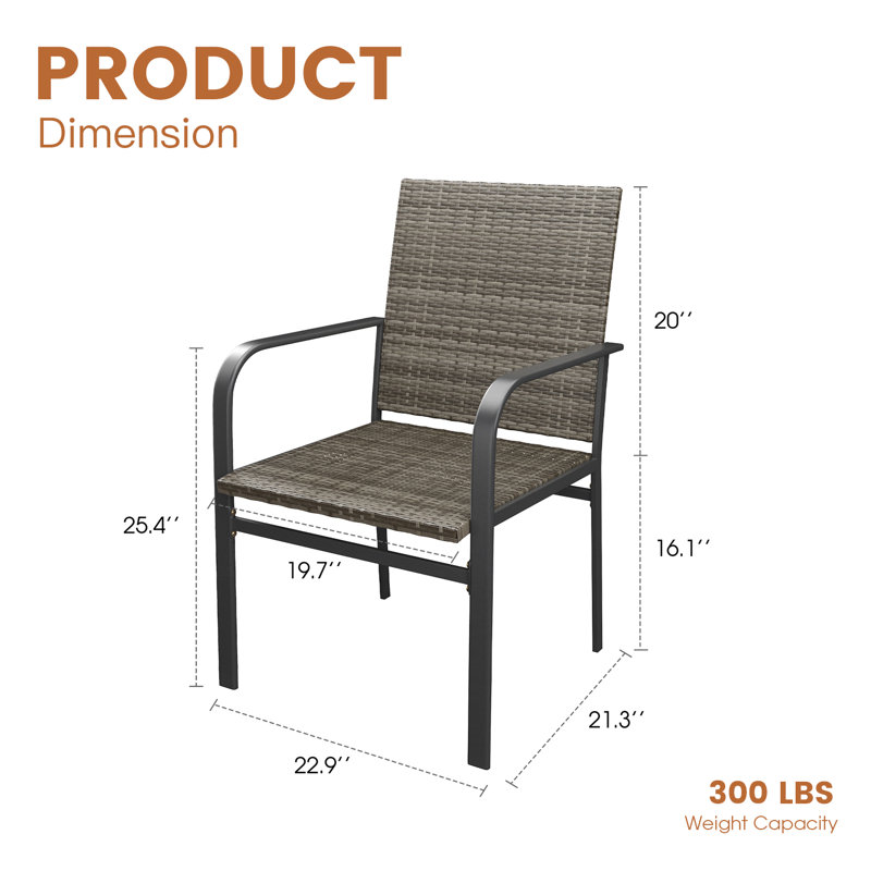 Chaise de patio d'extérieur en rotin, Gris
