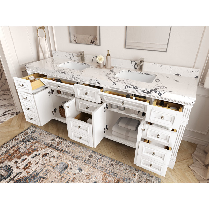 84 po Paris X P 22 po Meuble-lavabo double D, Noir Calacatta 2 po