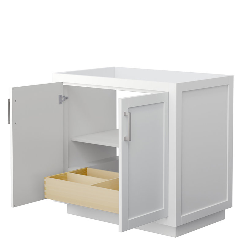 Base de meuble-lavabo simple autoportante 35,25 po Miranda, Blanc / nickel brossé