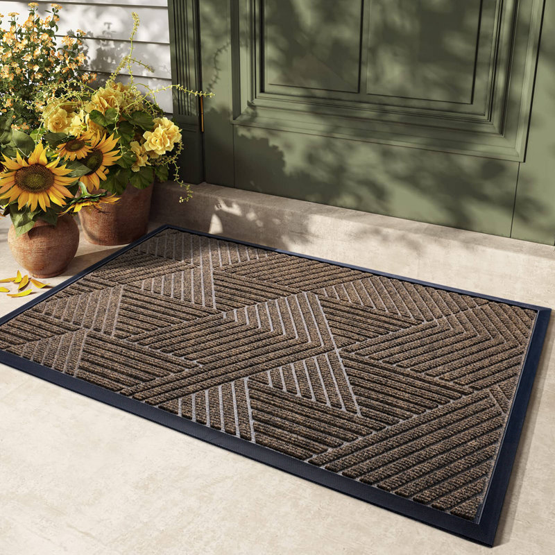 Hazeley Non-Slip Indoor / Outdoor Doormat, Khaki, 17" W x 30" L
