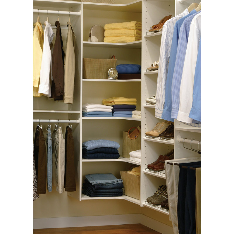 Grid 3 Piece L-Shaped Corner Shelf, White