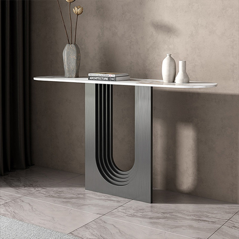 Console élégante de style italien, H 33,46 po x l 39,37 po x P 13,78 po, Noir