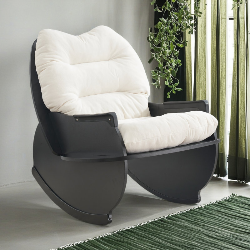 Chaise berçante 30,31 pouces, siège simple, siège confort décontracté pour balcon, Beige